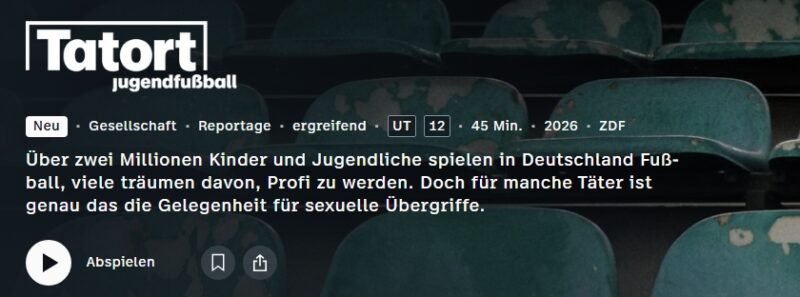 Neue Dokumentation über sexuelle Gewalt im Jugendfussball
